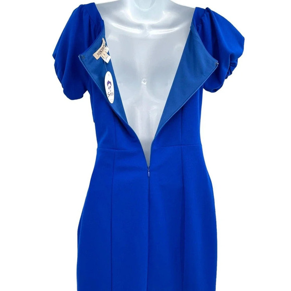 NIKIBIKI Women's Royal Blue Short Sleeve Sheath Dress Back Zip Size Small - Picture 11 of 14